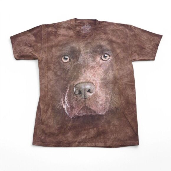 The Mountain by Liquid Blue 'Chocolate Lab' Face Cotton T-Shirt Brown Unisex XL - Picture 1 of 7